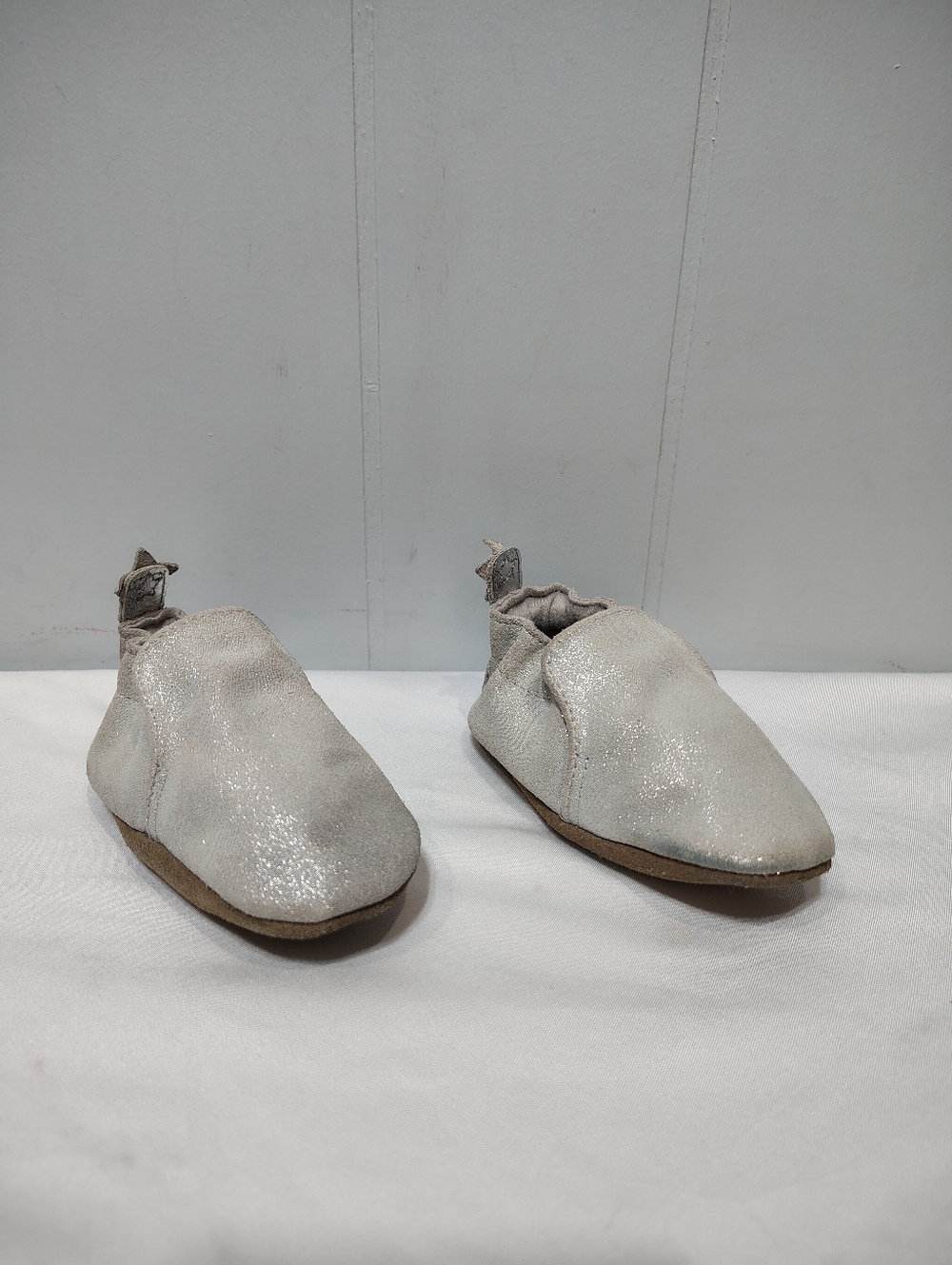 Robeez Baby Girls Silver Leather Soft Sole Shoes 6-12 Months Metallic Star